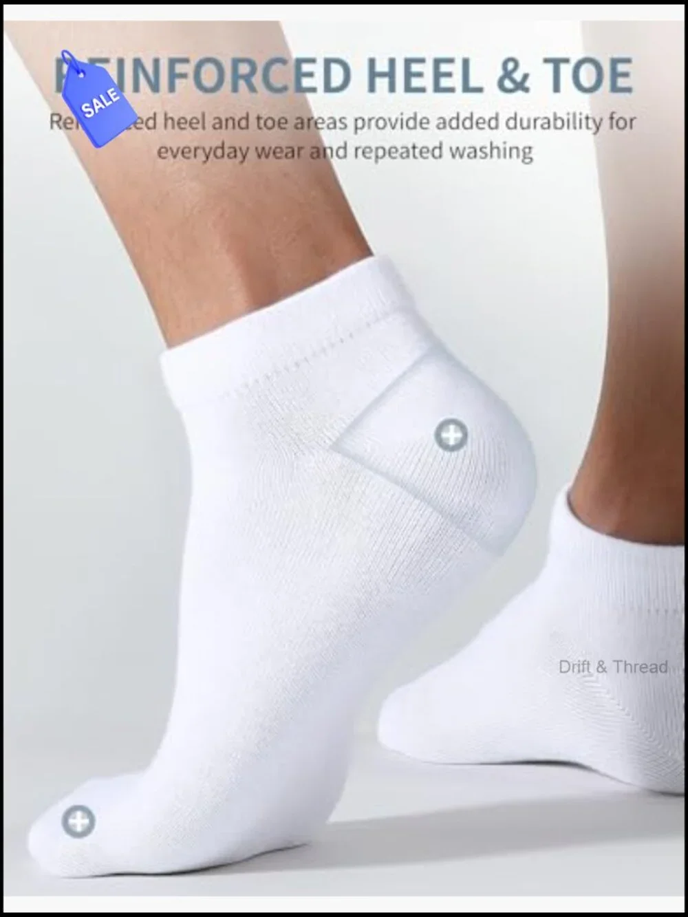 Cotton Ankle Socks 5-Pack Non Slip Low Cut Men Women Athletic